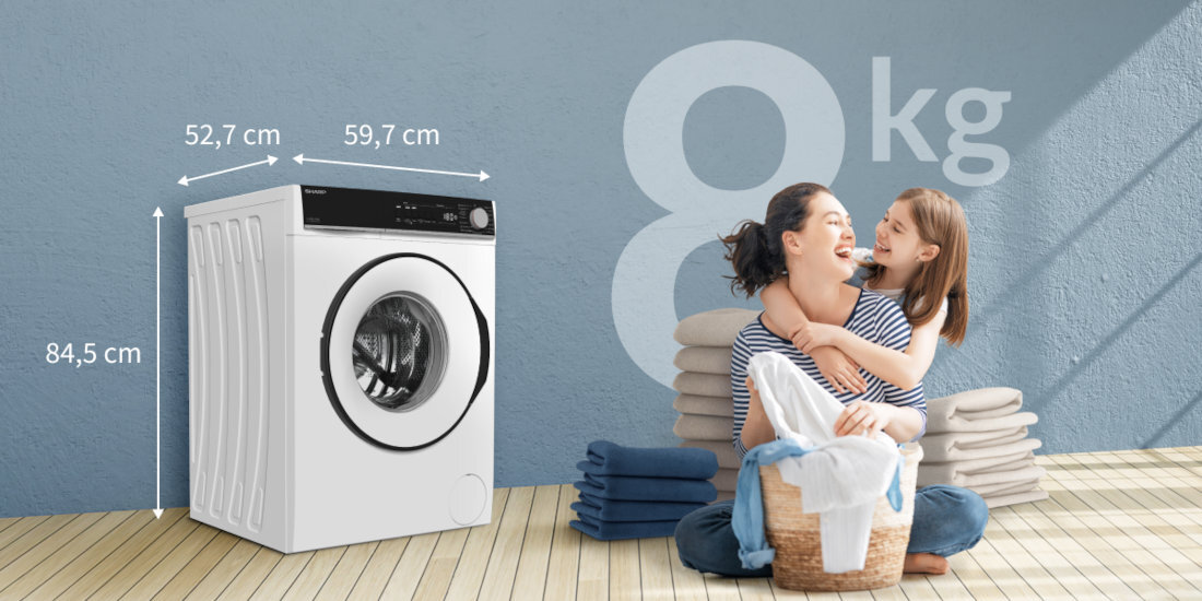 Pralka SHARP ES-NFB812BWB-PL 8kg 1200 obr pojemnosc wymiary