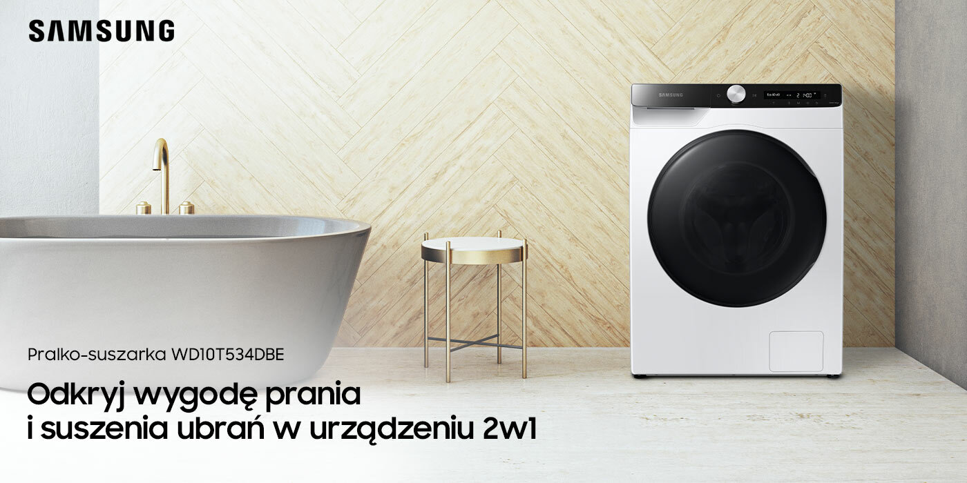 Pralko-suszarka Samsung WD10T534DBE zapewnia komfort użytkowania