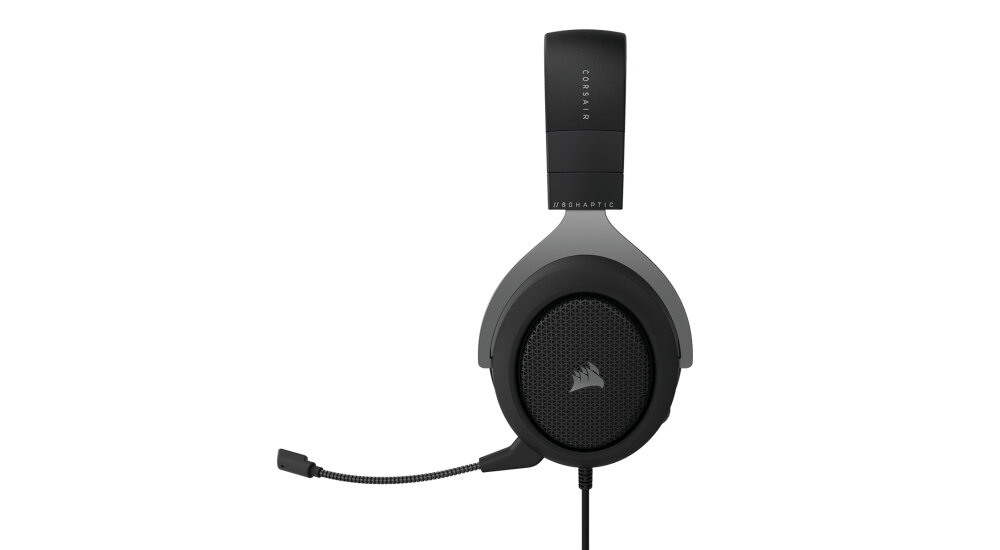 Słuchawki CORSAIR HS60 Haptic Carbon precyzja wykonanie materiał nausznice pianka memory