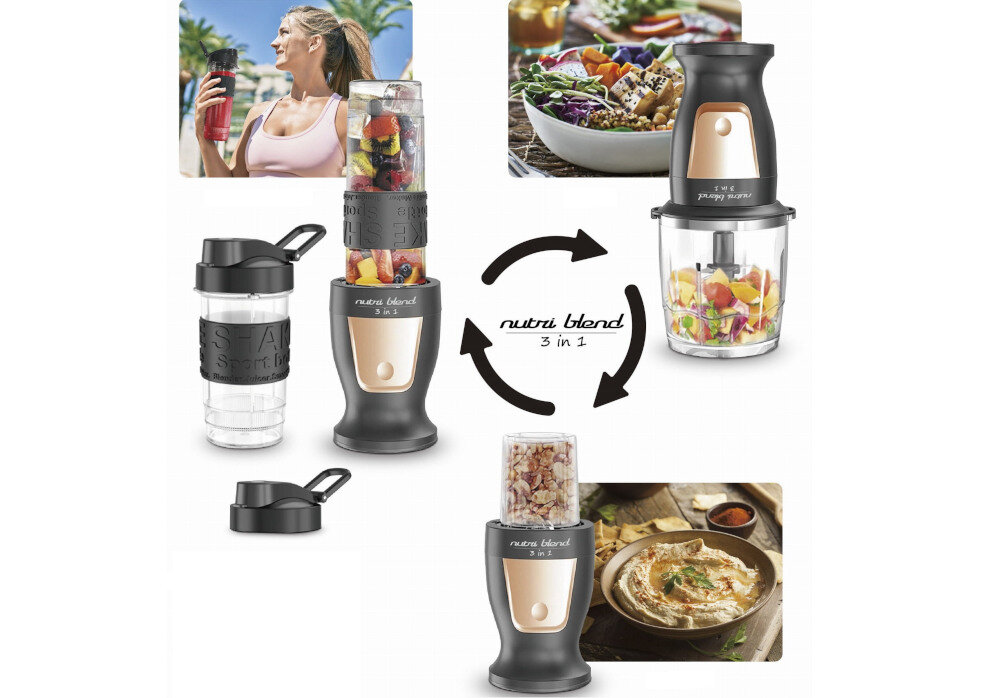 Blender kielichowy KALORIK BLS1500BG 4 sposoby dzialania blenduje miksuje sieka mieli