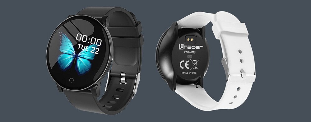Smartwatch TRACER T-Watch TW9 NYX ekran bateria czujniki zdrowie sport pasek ładowanie pojemność rozdzielczość łączność sterowanie krew puls rozmowy smartfon aplikacja 