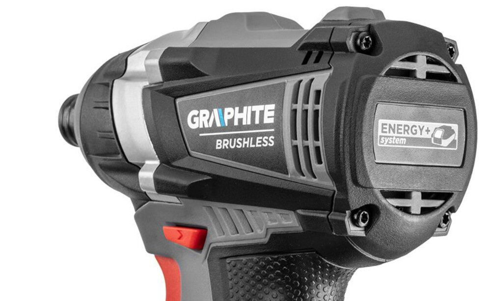 Zakrętarka udarowa GRAPHITE 58G012-S15 silnik bezszczotkowy akumulator Li-Ion napięcie 18 V pojemność 2,0 Ah maksymalna prędkość obrotowa do 2200 obr/min częstotliwość udaru 0-3000 ud/min moment obrotowy do 180 Nm