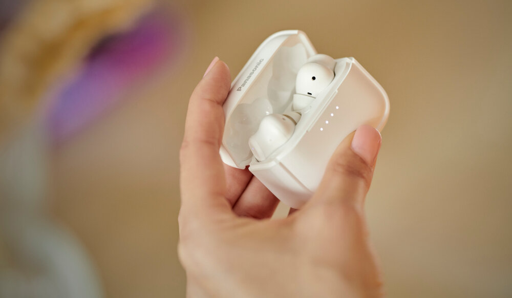 Słuchawki dokanałowe PANASONIC RZ-B210WDE PRZYCISK STEROWANIE OCHRONA ODPORNOŚĆ WODA