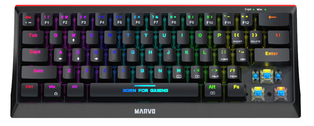 KLAWIATURA MARVO GAMING PRZEZNACZENIE WYKONANIE PODŚWIETLENIE RGB PRZEŁĄCZNIKI MECHANICZNE KABEL UŁOŻENIE STABILNOŚĆ ZABEZPIECZENIE