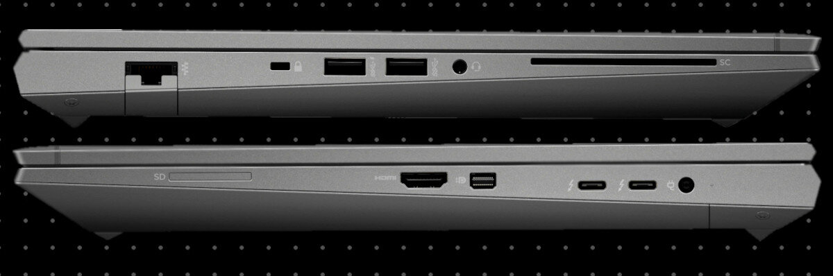 Laptop HP ZBook Fury G8 złącza porty czytnik touchpad