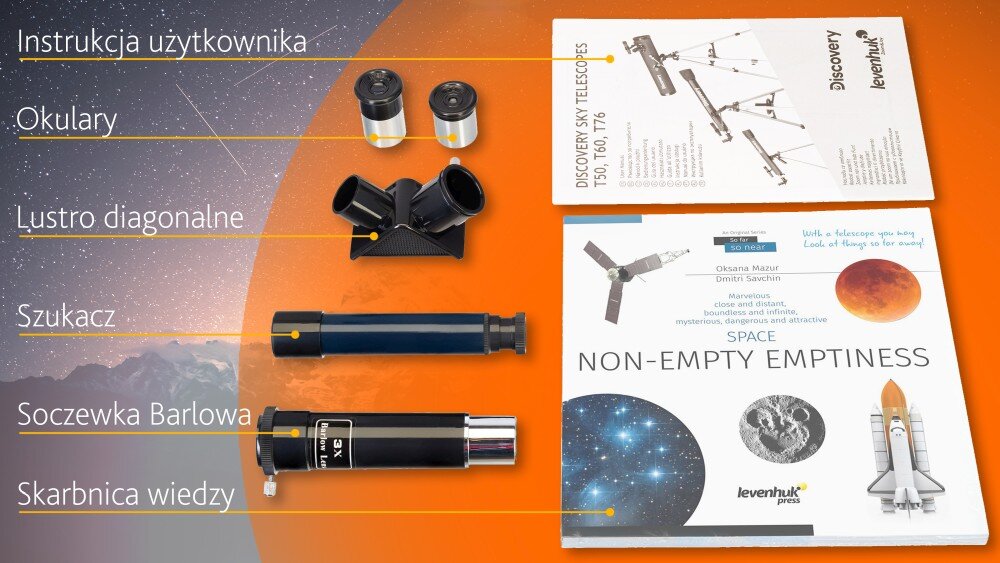 Teleskop DISCOVERY Sky T50 z książką akcesoria precyzja ustawienie powiększenie
