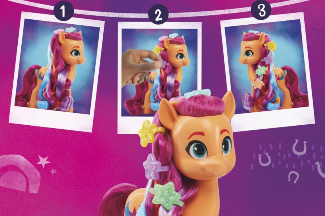 Figurka HASBRO My Little Pony Modna Tęczowa Sunny F1794 zabawa fryzjer włosy czesanie grzebień akcesoria tutoriale nauka