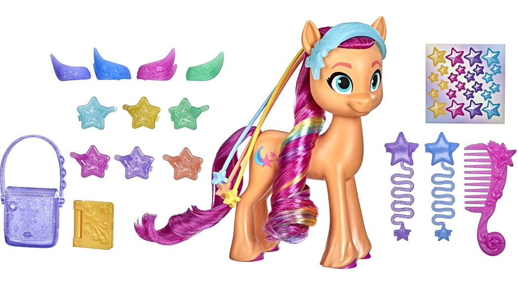 Figurka HASBRO My Little Pony Modna Tęczowa Sunny F1794 zabawa fryzjer włosy czesanie grzebień akcesoria tutoriale nauka