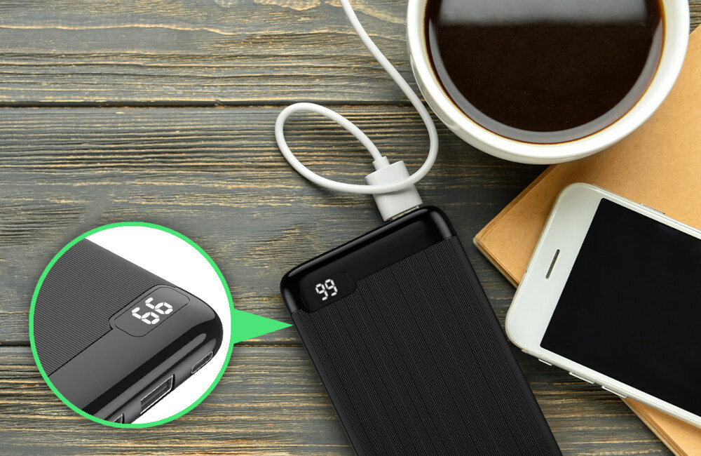 Powerbank SETTY GSM106102 10000mAh Czarny poziom naladowania
