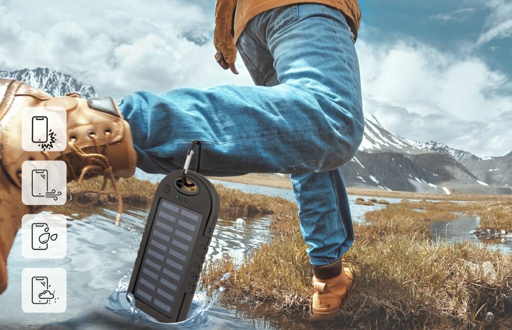 Powerbank solarny SETTY obudowa odpornosc woda ochrona