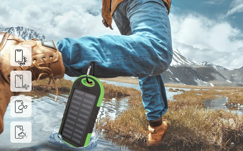 Powerbank solarny SETTY obudowa odpornosc woda ochrona