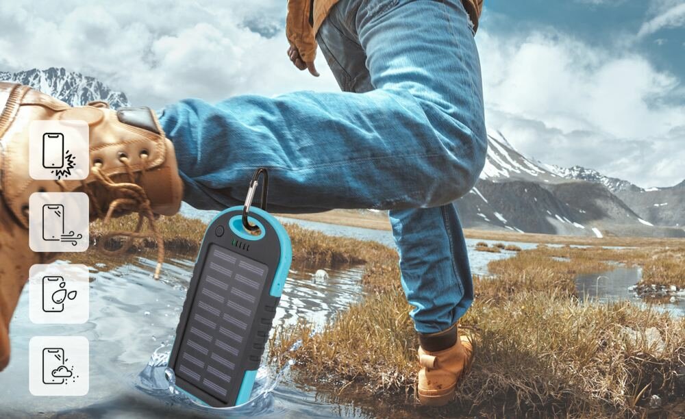Powerbank solarny SETTY obudowa odpornosc woda ochrona
