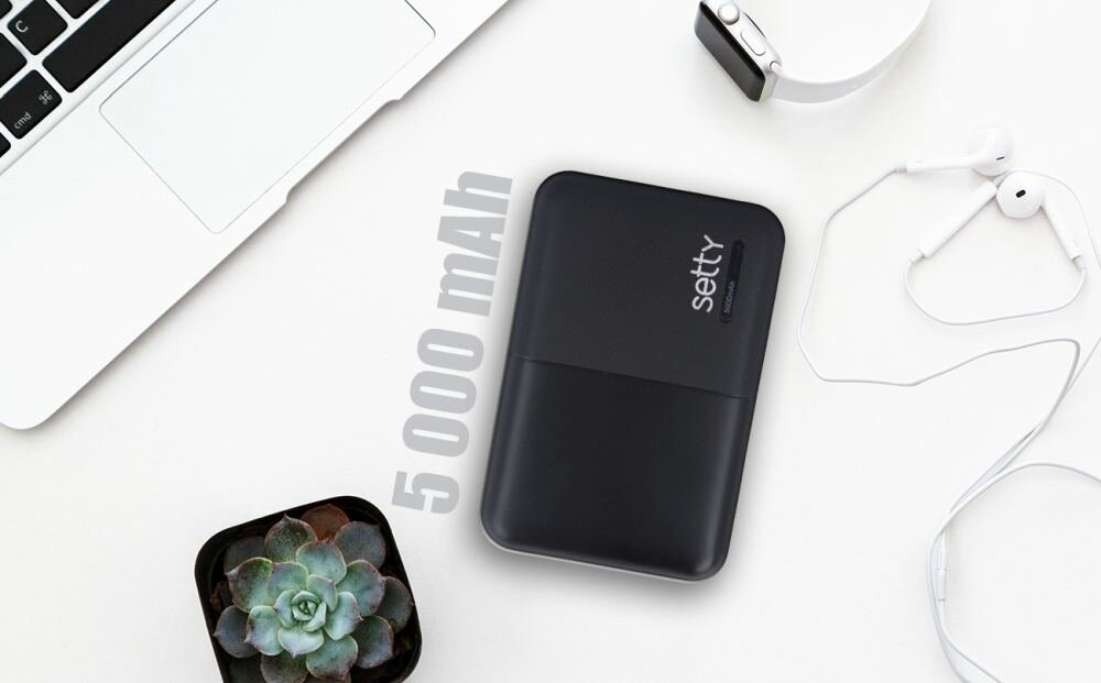 Powerbank SETTY GSM043159 5000mAh Czarny natężenie napięcie moc