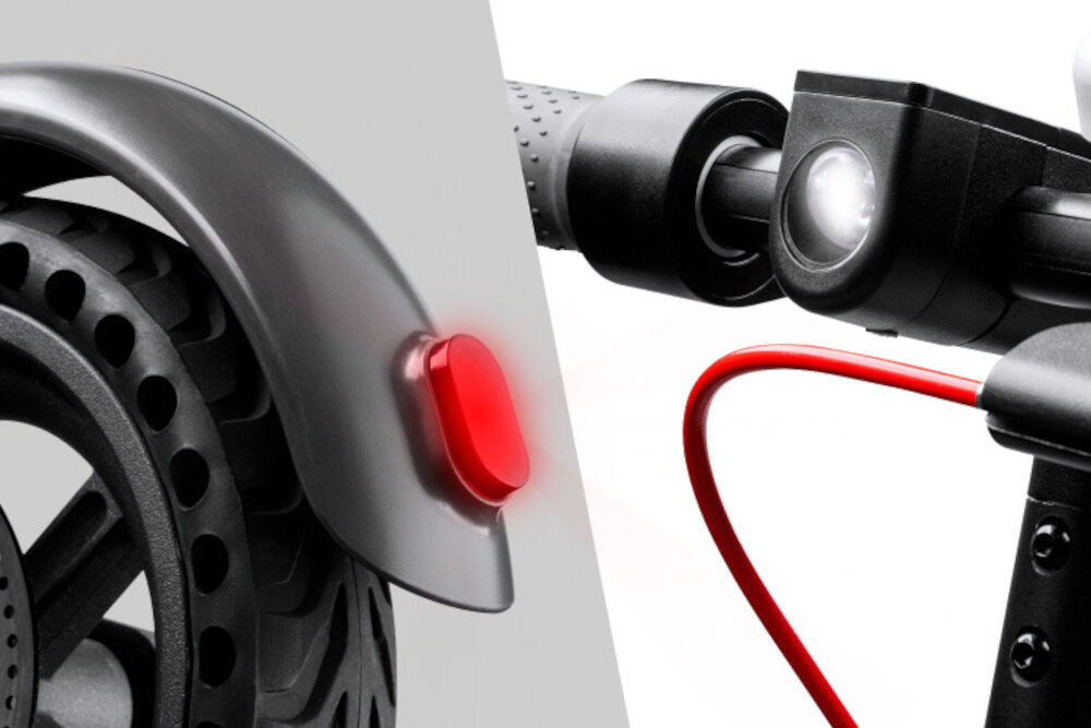 Hulajnoga elektryczna REBEL Fast Wheels Pro Czarny oświetlenie wysoki komfort jazdy bezpieczeństwo dwa reflektory z przodu i z tyłu urządzenia zawsze dobrze widoczny