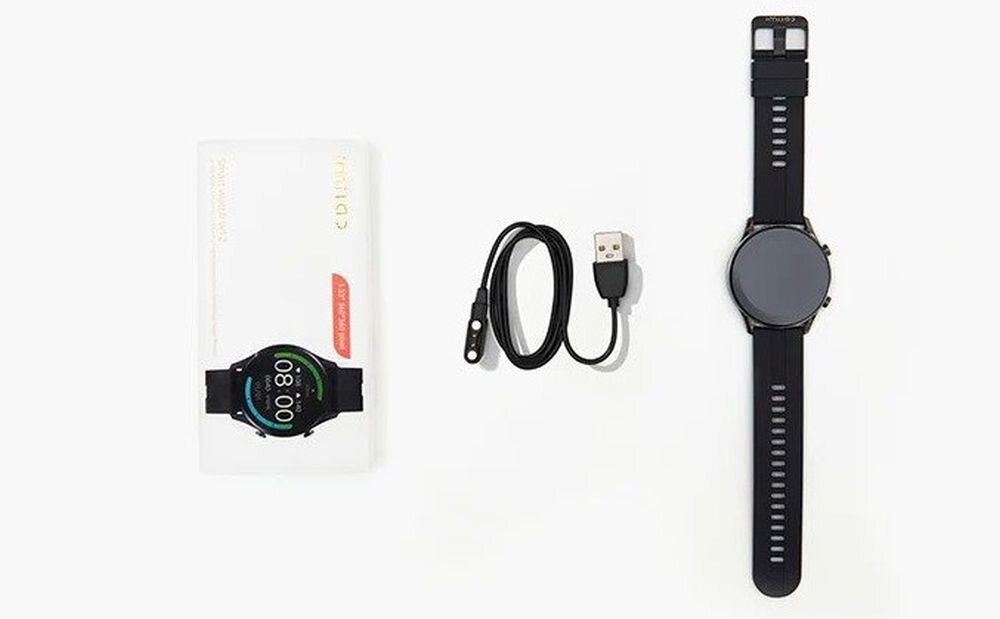 Smartwatch IMILAB W12 ekran bateria czujniki zdrowie sport pasek ładowanie pojemność rozdzielczość łączność sterowanie krew puls rozmowy smartfon aplikacja