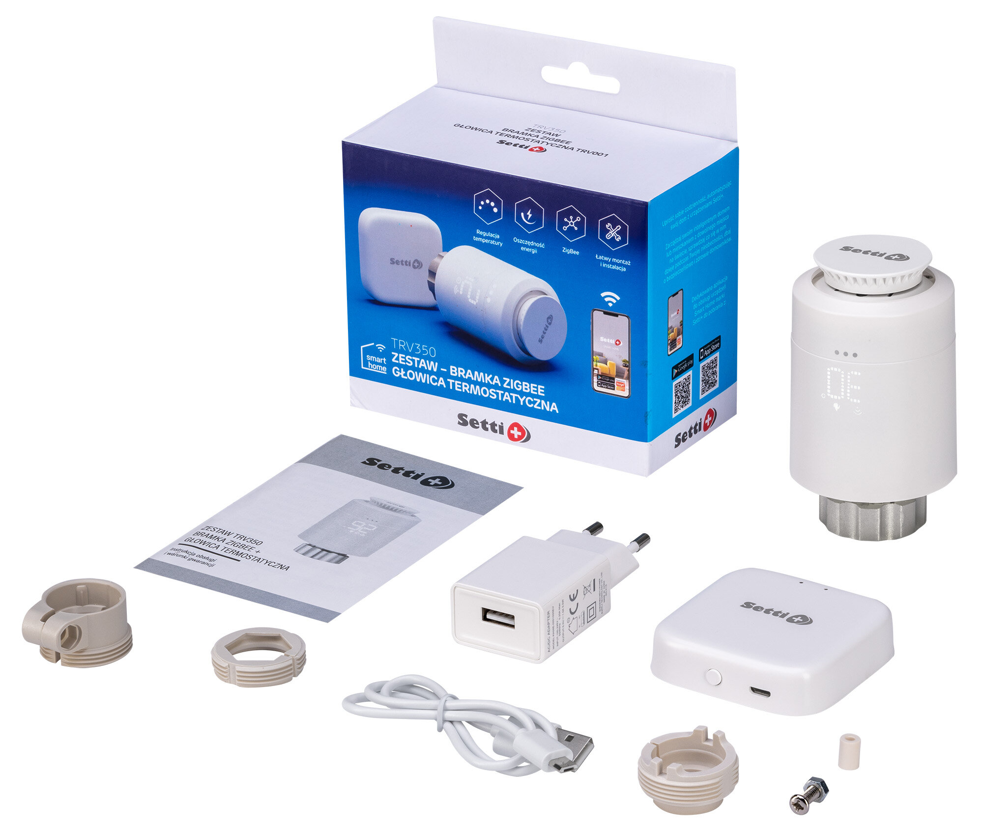 GLOWICA TERMOSTATYCZNA SMART SETTI+ TRV001 zawartosc opakowania