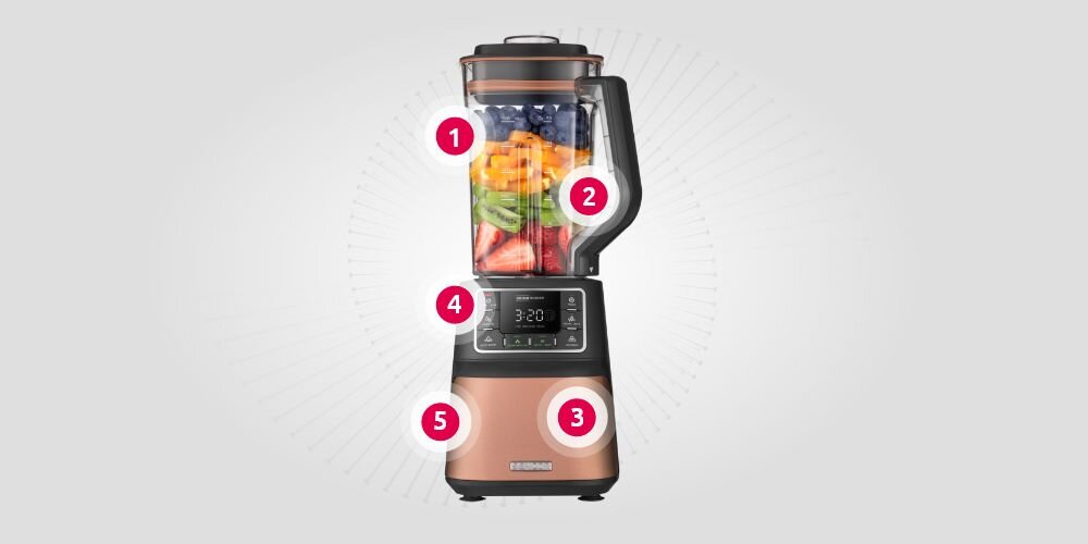 Blender kielichowy SENCOR SBU 7676GD wieko wewnętrzne duży kielich o pojemności 1,5 l