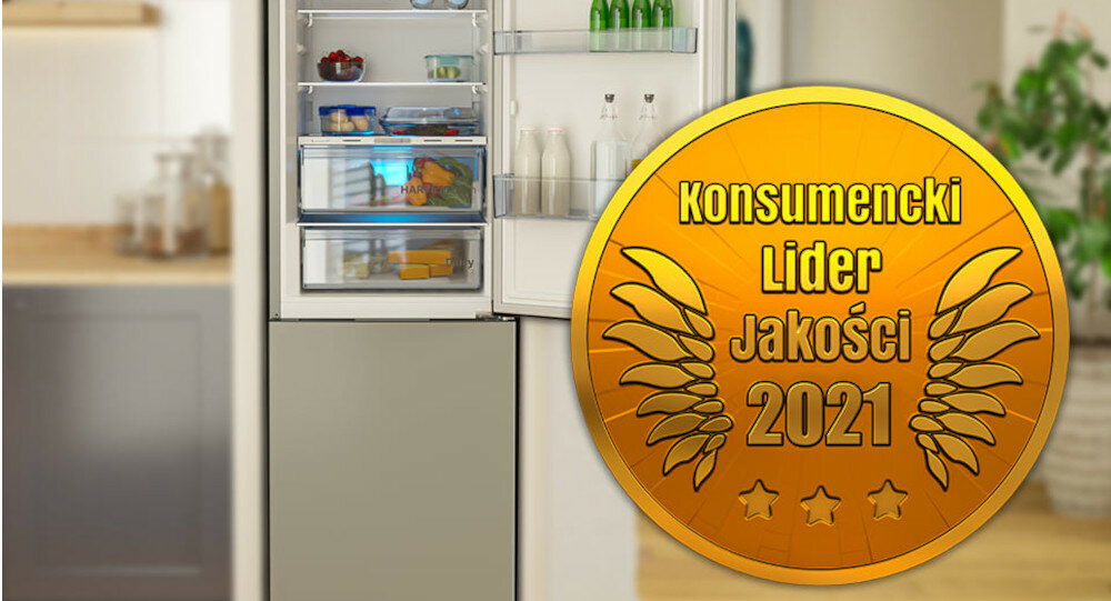 Lodówka BEKO BCNE400E40SN lider jakości odznaka nagroda badanie złoty medal