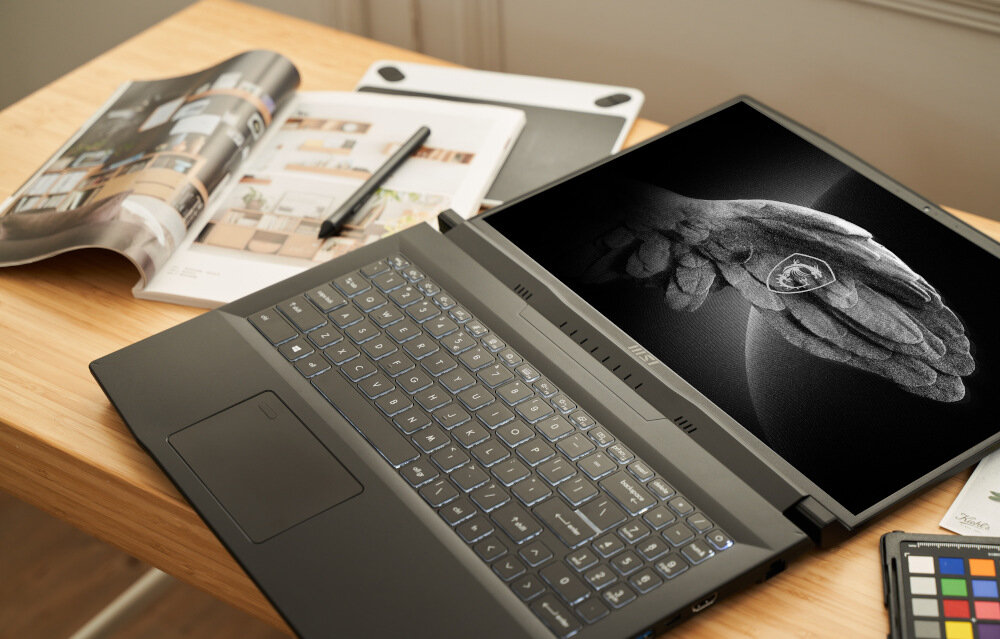 Laptop MSI Creator M16 A11UC 16 IPS i7-11800H 16GB SSD 512GB GeForce RTX3050 Windows 11 Home procesor działanie osiem wydajność szybkość intel core i7