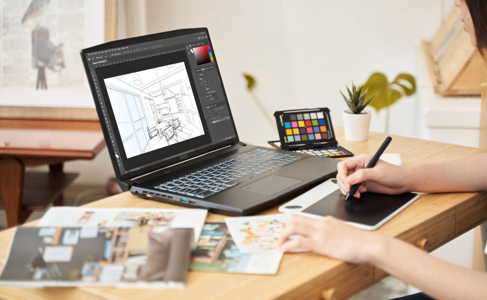 Laptop MSI Creator M16 A11UC 16 IPS i7-11800H 16GB SSD 512GB GeForce RTX3050 Windows 11 Home rozdzielczość wyświetlacz kolory