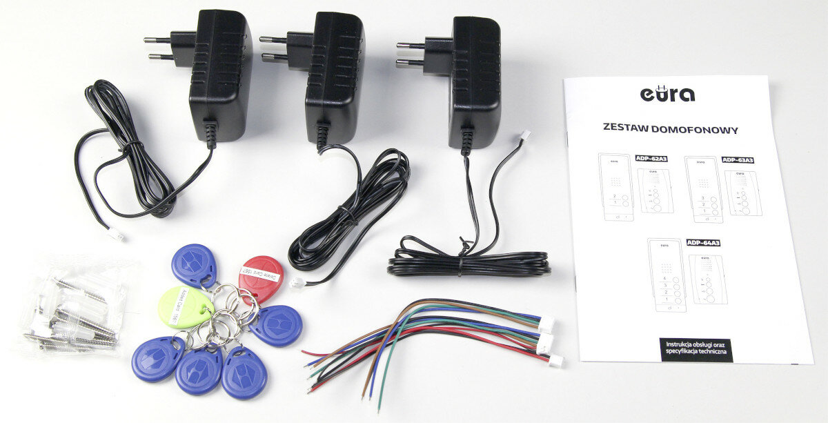 Zestaw domofonowy EURA ADP-62A3 grafitowy zawartosc opakowania