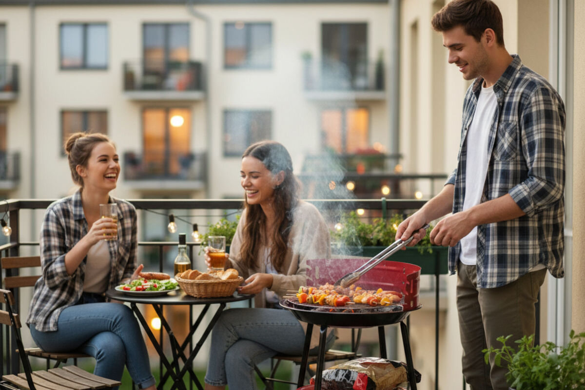 Grill ogrodowy węglowy ACTIVA 19935 Okrągły, Czyszczenie, montaż, prostota, wygoda, Grillowanie ze znajomymi na balkonie.
