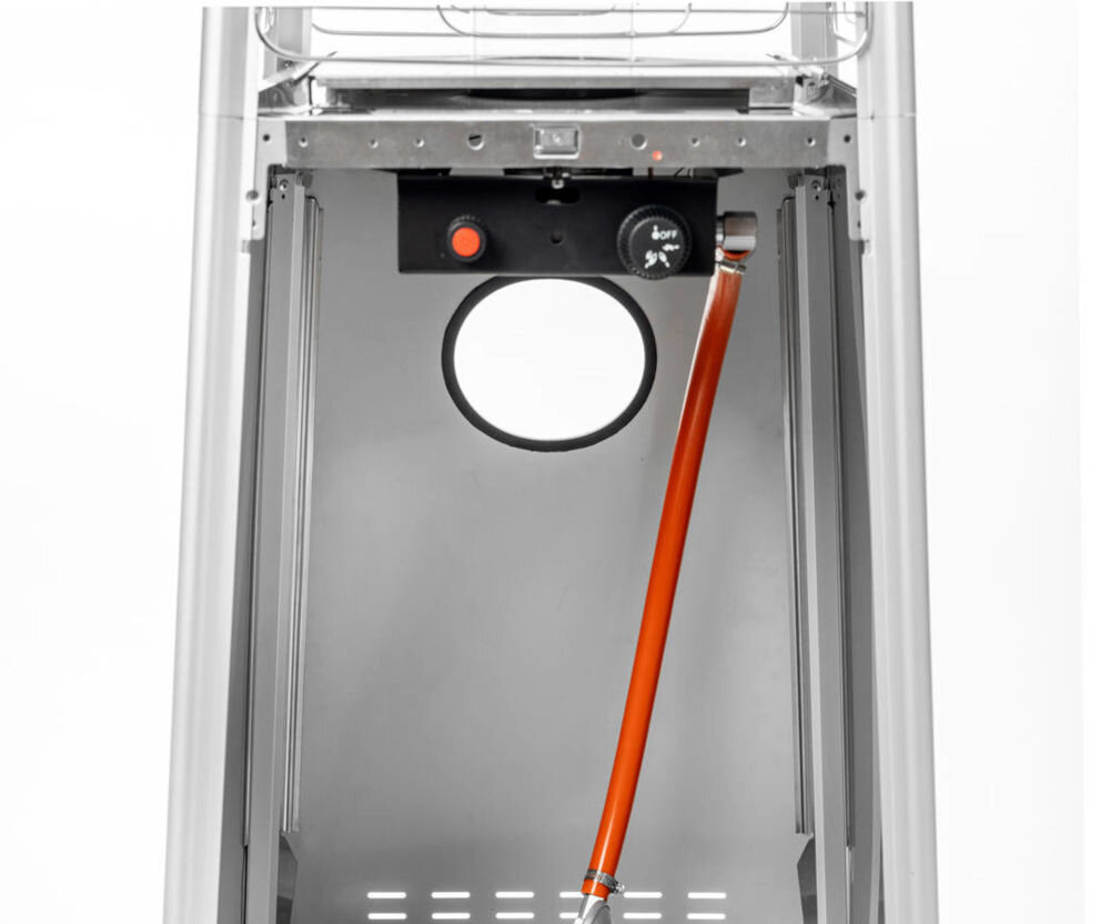 Gazowy parasol grzewczy ACTIVA Piramida Cheopsa 13602 pokrętło iskrownik łatwy w obsłudze butla gazowa  