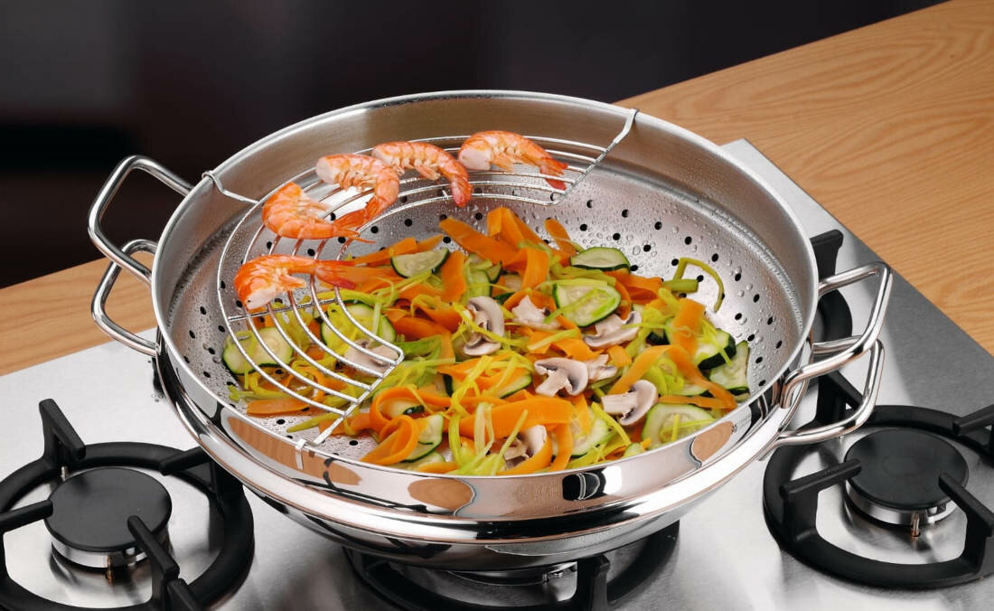 Patelnia wok WMF 58255 36 cm 4 elementy wykonanie wysoka jakosc