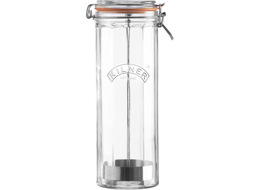 Słoik KILNER Facetted Clip Top Jars 2.2 L stalowy dozownik podnosi makaron spaghetti do góry trwałe szkło sodowo-wapienne estetyczne funkcjonalne przechowywanie praktyczny dodatek do kuchni ułatwienie organizacji dodaje elegancji na blacie 