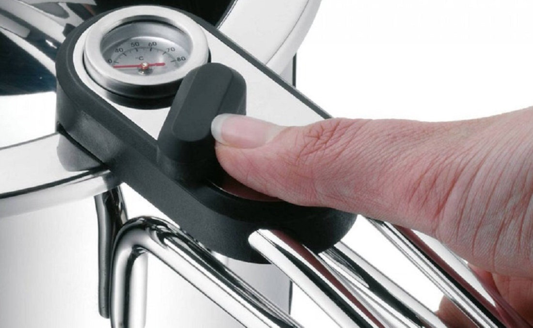 Garnek WMF 07.9281.6040 18 cm dno Trans Term prezycyjna kontrola temperatura do wszystkich kuchenek