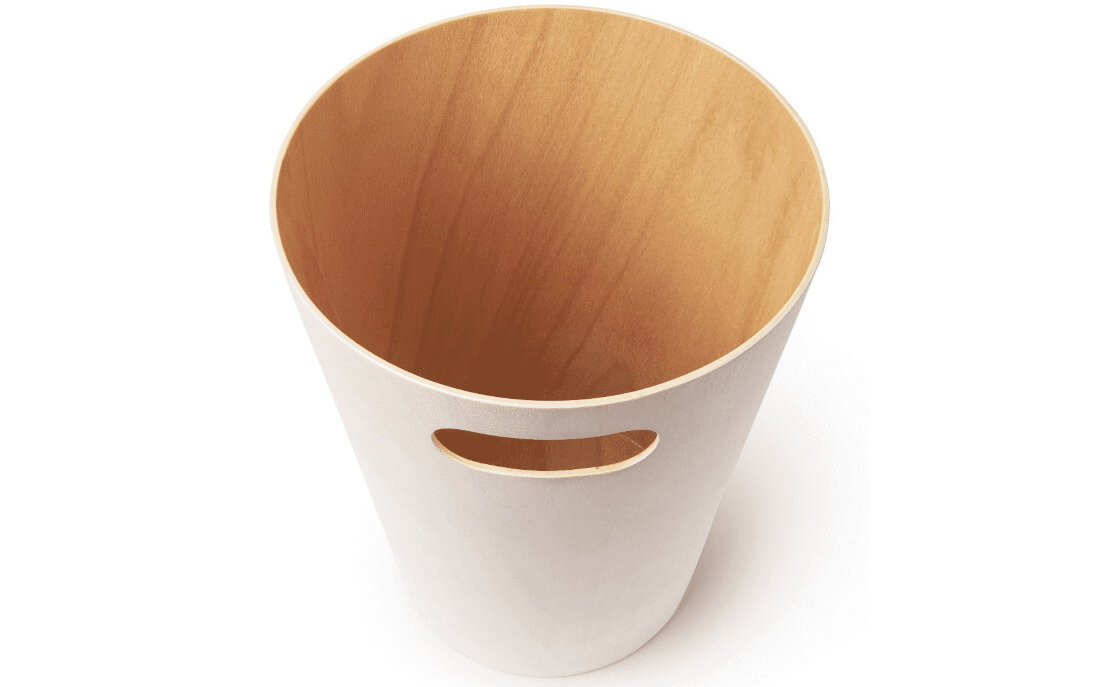 Kosz na śmieci UMBRA Woodrow 7.5L Beżowy Naturalny design drewno natura minimalizm kolor kolorystyka powierzchnia styl