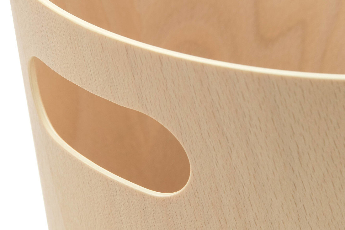 Kosz na śmieci UMBRA Woodrow 7.5L Beżowy Wygoda Użytkowania uchwyt do przenoszenia wykonanie sklejka drewniana komfort użytkowania