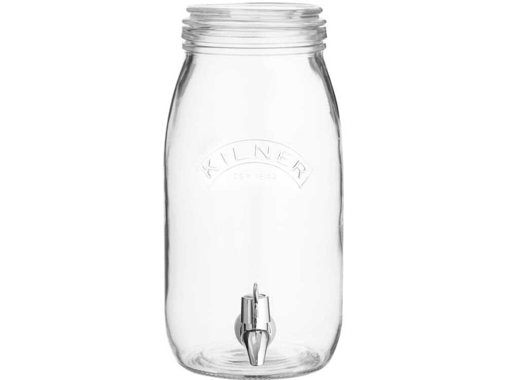 Słoik KILNER Drinks Dispenser 3 L serwowaniezimnych napojów szkło sodowo-wapniowe pojemność 3 l przeźroczyste ścianki klasyczny design szczelna pokrywka z uszczelką zapewnienie świeżości ochrona przed zanieczyszczeniami bezpieczne przechowywanie 