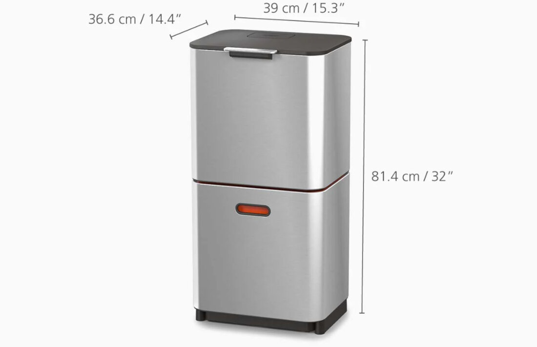 Kosz na smieci JOSEPH JOSEPH Totem Max 60L Bialo-pomaranczowy oszczednosc miejsca