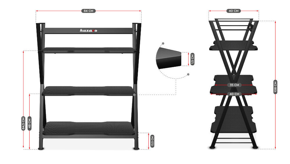 Regał gamingowy HUZARO Iron 5.0 konstrukcja