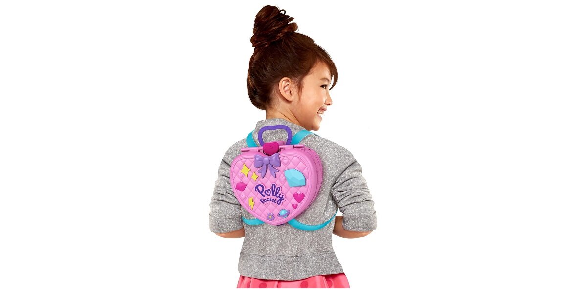 Lalka MATTEL Polly Pocket Park Rozrywki serce kokardka zabawa zajęcie urocza rozkładany minigolf młyn namiot zdjęcia atrakcje rozrywka fontanna regulacja