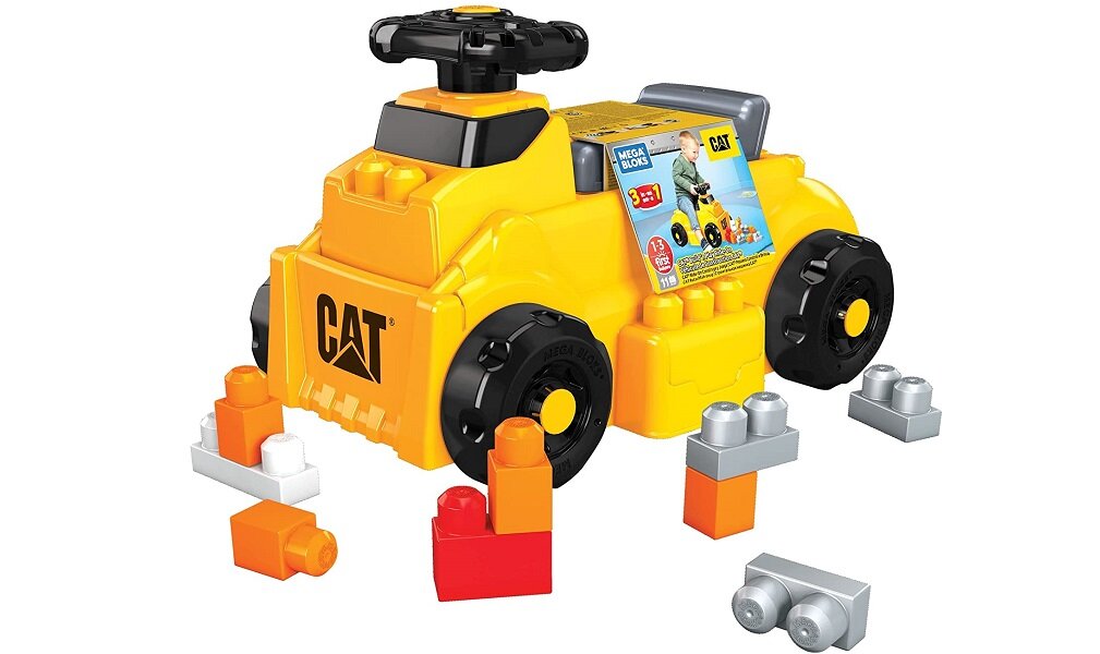 Klocki plastikowe MEGA Bloks Cat Pojazd jeździk HDJ29 mega, mega bloks, mega construx, buduj, budowanie, konstruuj, konstruowanie, konstrukcja, zabawka konstruktorska, zestaw konstruktorski, zestaw do budowania, zabawka do budowania, zabawka konstruktorska, zabawki dla przedszkolaków, zabawki do układania, przechowywanie zabawek, bezpieczne dla dzieci, zabawki edukacyjne, zabawki edukacyjne dla rocznych dzieci, zabawki edukacyjne dla 2-latków, zabawki edukacyjne dla 3-latków, zabawki dla młodszych dzieci, zabawki ćwiczące zręczność, klocki, klocki do budowania, duże klocki, zabawki edukacyjne dla dzieci w wieku 2–4 lat, zabawki wielofunkcyjne, zabawki do jeżdżenia i akcesoria, mega zestaw konstrukcyjny jeździk dla dzieci jeździk cat