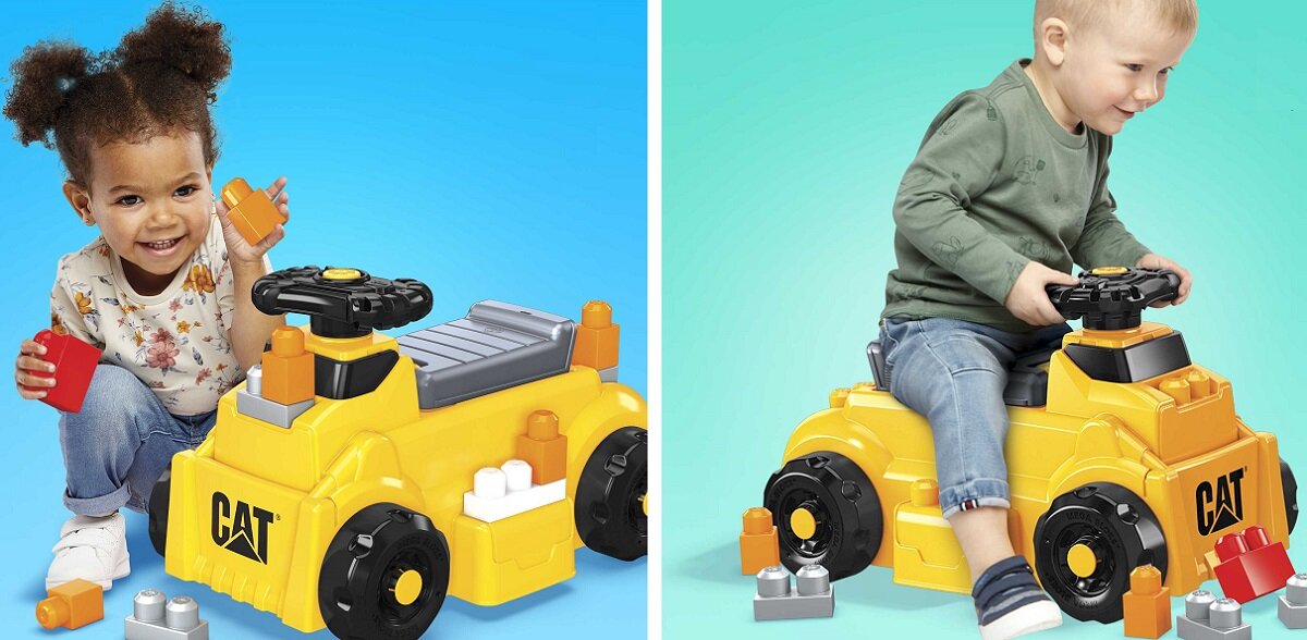 Klocki plastikowe MEGA Bloks Cat Pojazd jeździk HDJ29 mega, mega bloks, mega construx, buduj, budowanie, konstruuj, konstruowanie, konstrukcja, zabawka konstruktorska, zestaw konstruktorski, zestaw do budowania, zabawka do budowania, zabawka konstruktorska, zabawki dla przedszkolaków, zabawki do układania, przechowywanie zabawek, bezpieczne dla dzieci, zabawki edukacyjne, zabawki edukacyjne dla rocznych dzieci, zabawki edukacyjne dla 2-latków, zabawki edukacyjne dla 3-latków, zabawki dla młodszych dzieci, zabawki ćwiczące zręczność, klocki, klocki do budowania, duże klocki, zabawki edukacyjne dla dzieci w wieku 2–4 lat, zabawki wielofunkcyjne, zabawki do jeżdżenia i akcesoria, mega zestaw konstrukcyjny jeździk dla dzieci jeździk cat