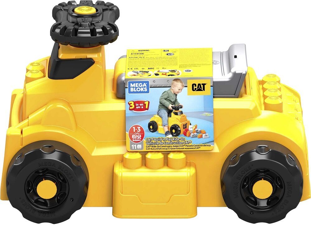 Klocki plastikowe MEGA Bloks Cat Pojazd jeździk HDJ29 mega, mega bloks, mega construx, buduj, budowanie, konstruuj, konstruowanie, konstrukcja, zabawka konstruktorska, zestaw konstruktorski, zestaw do budowania, zabawka do budowania, zabawka konstruktorska, zabawki dla przedszkolaków, zabawki do układania, przechowywanie zabawek, bezpieczne dla dzieci, zabawki edukacyjne, zabawki edukacyjne dla rocznych dzieci, zabawki edukacyjne dla 2-latków, zabawki edukacyjne dla 3-latków, zabawki dla młodszych dzieci, zabawki ćwiczące zręczność, klocki, klocki do budowania, duże klocki, zabawki edukacyjne dla dzieci w wieku 2–4 lat, zabawki wielofunkcyjne, zabawki do jeżdżenia i akcesoria, mega zestaw konstrukcyjny jeździk dla dzieci jeździk cat