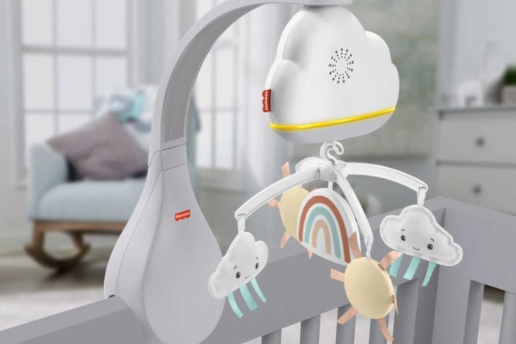 Karuzela FISHER PRICE Chmurkowa tęcza HBP40 ukojenie melodie lepszy sen uspokojenie chmurki bezpieczeństwo montaż zestaw