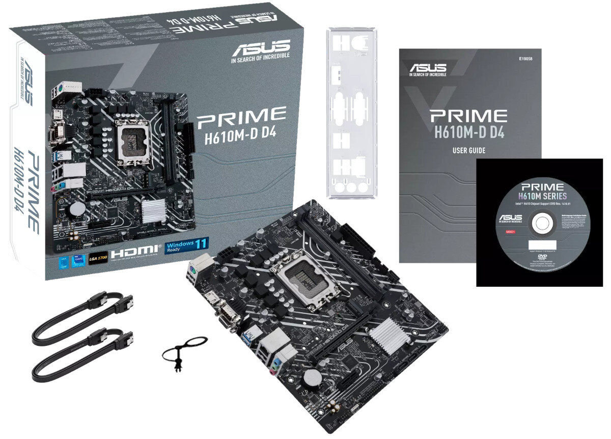 Płyta główna ASUS Prime H610M-D D4 opakowanie akcesoria zestaw