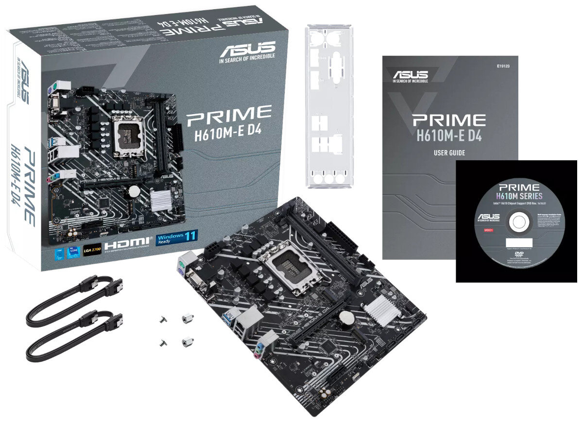 Płyta główna ASUS Prime H610M-E D4 opakowanie akcesoria zestaw
