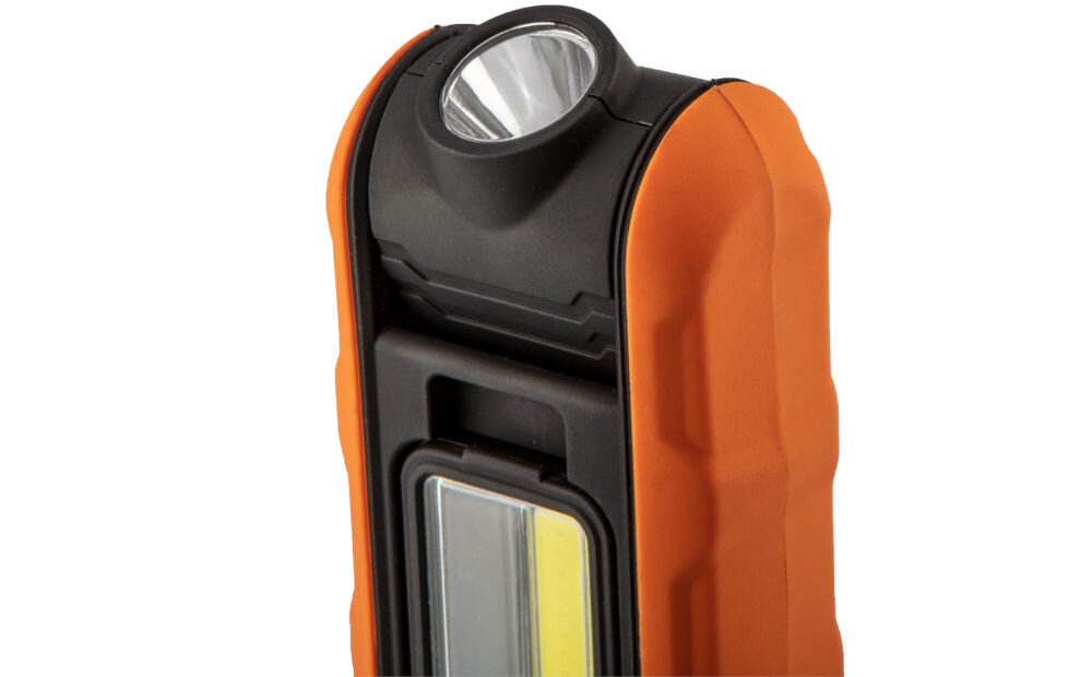 Lampa warsztatowa NEO TOOLS 99-065, szybkie ładowanie, akumulator, Zbliżenie na lampkę regulowaną kątem