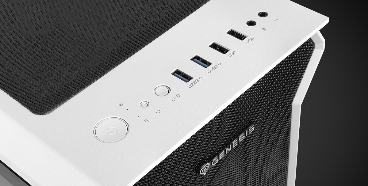 Obudowa GENESIS Irid 505 Biały Panel przedni z USB 3.0