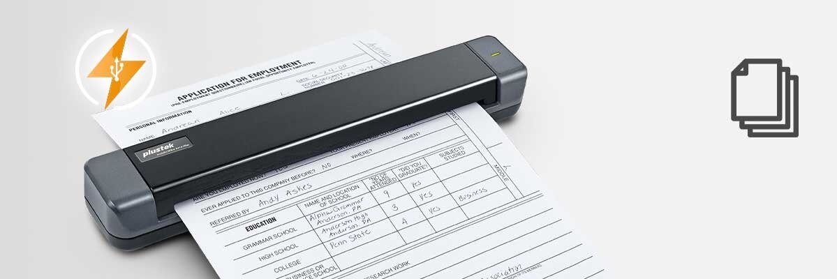 Skaner PLUSTEK MobileOffice S410 Plus Światło LED Energooszczędne ekologiczne skanowanie Oszczędność miejsca pracy