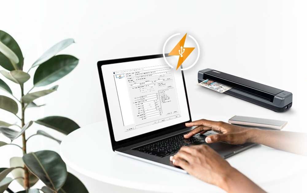 Skaner PLUSTEK MobileOffice S410 Plus Światło LED Energooszczędne ekologiczne skanowanie Oszczędność miejsca pracy