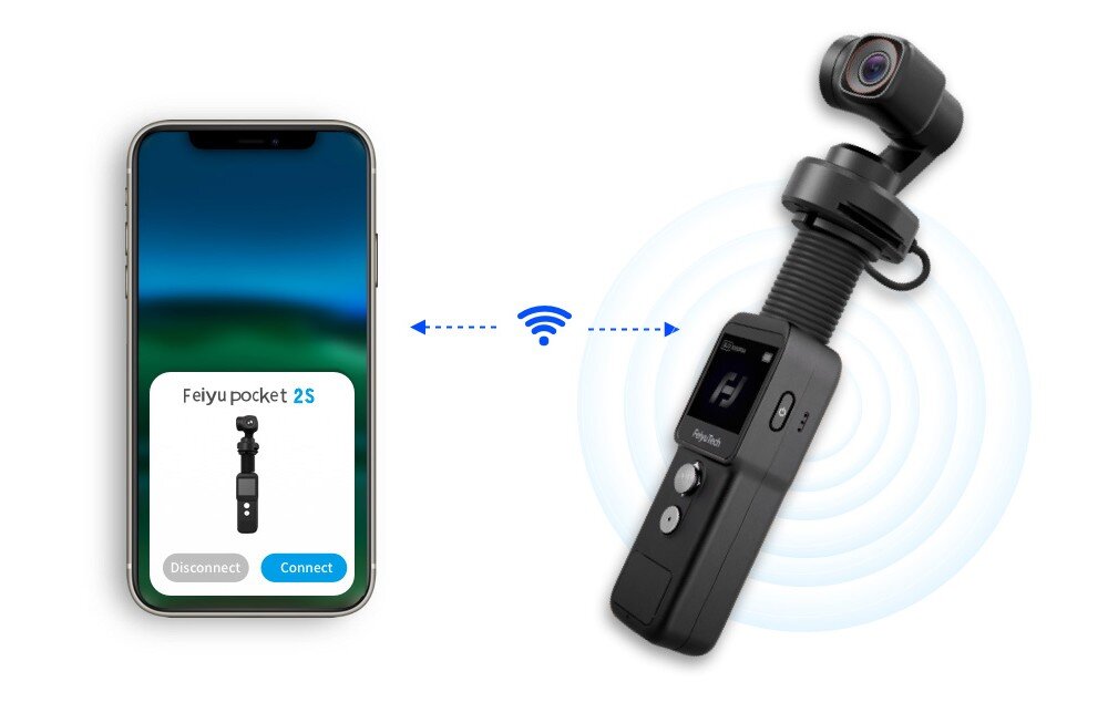 Kamera FEIYUTECH Feiyu Pocket 2S   sport montaż nagrywanie stabilizacja montaż edycja filtry ostrość śledzenie tryby bateria akumulator zasilanie ładowanie rozdzielczość filmy obudowa odporność wielkość łączność sterowanie 