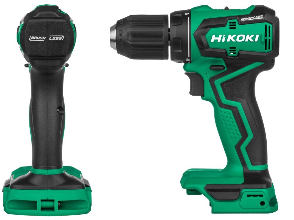 Wiertarko-wkrętarka HIKOKI DS18DD WQZ ergonomiczny kształt krótki korpus 157 mm lekkość 1,1 kg miękka rękojeść typu Soft Grip