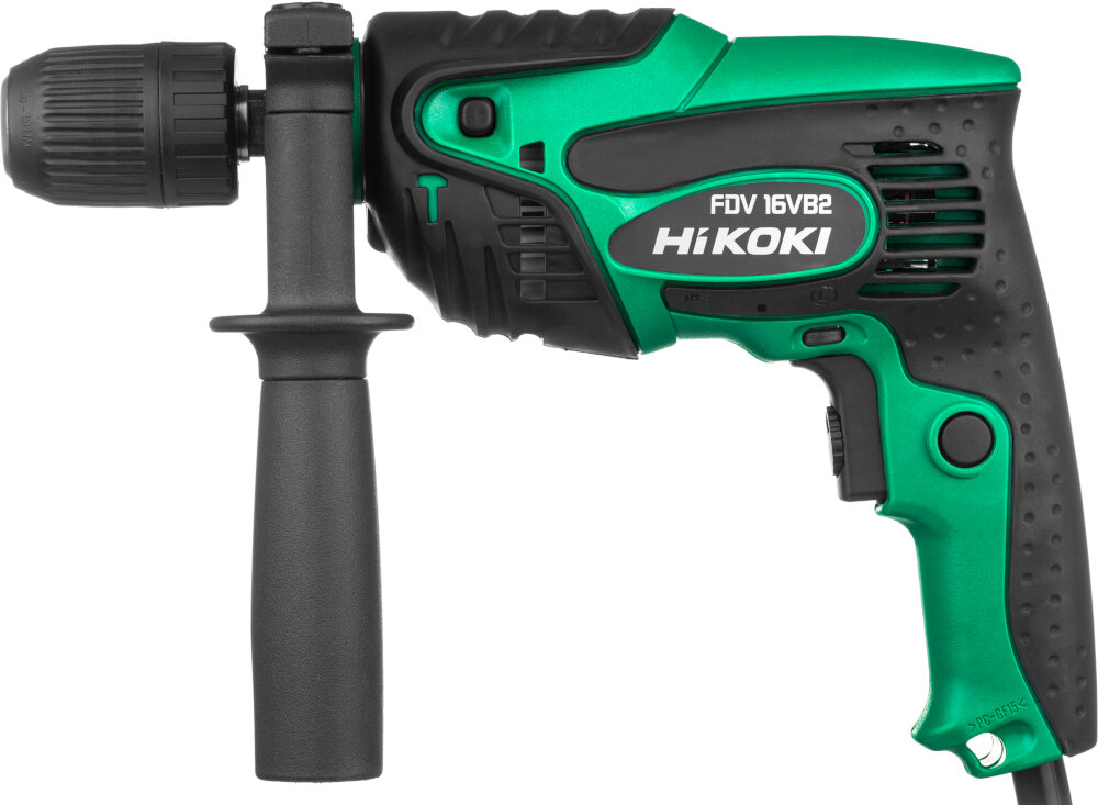 Wiertarka udarowa HIKOKI FDV16VB2 łożyskowe wrzeciono nowoczesny silnik odporny na przeciążenia maksymalna średnica wiercenia w drewnie do 25 mm w metalu do 12 mm