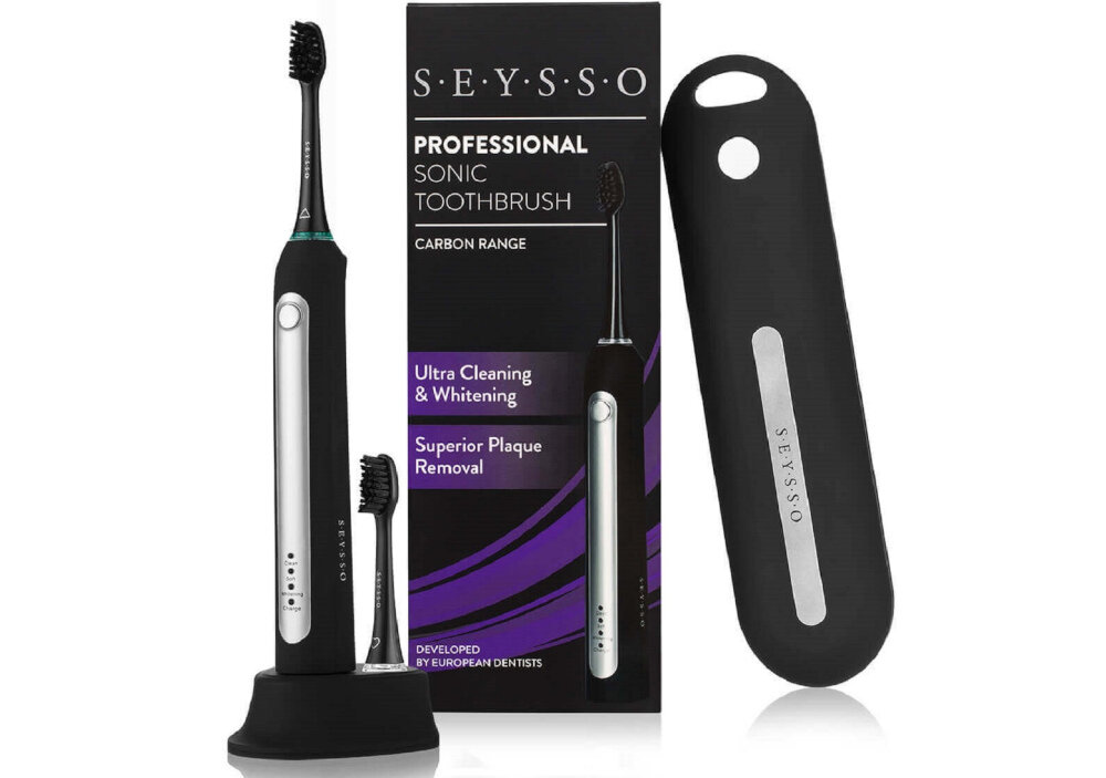 Szczoteczka soniczna SEYSSO Carbon Professional Bialy zestaw akcesoria komplet wyposazenie